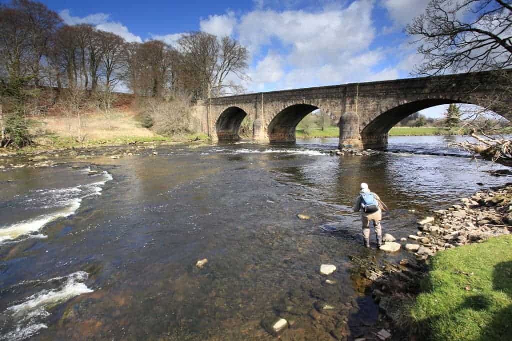 An angler fishing the Mitton beat