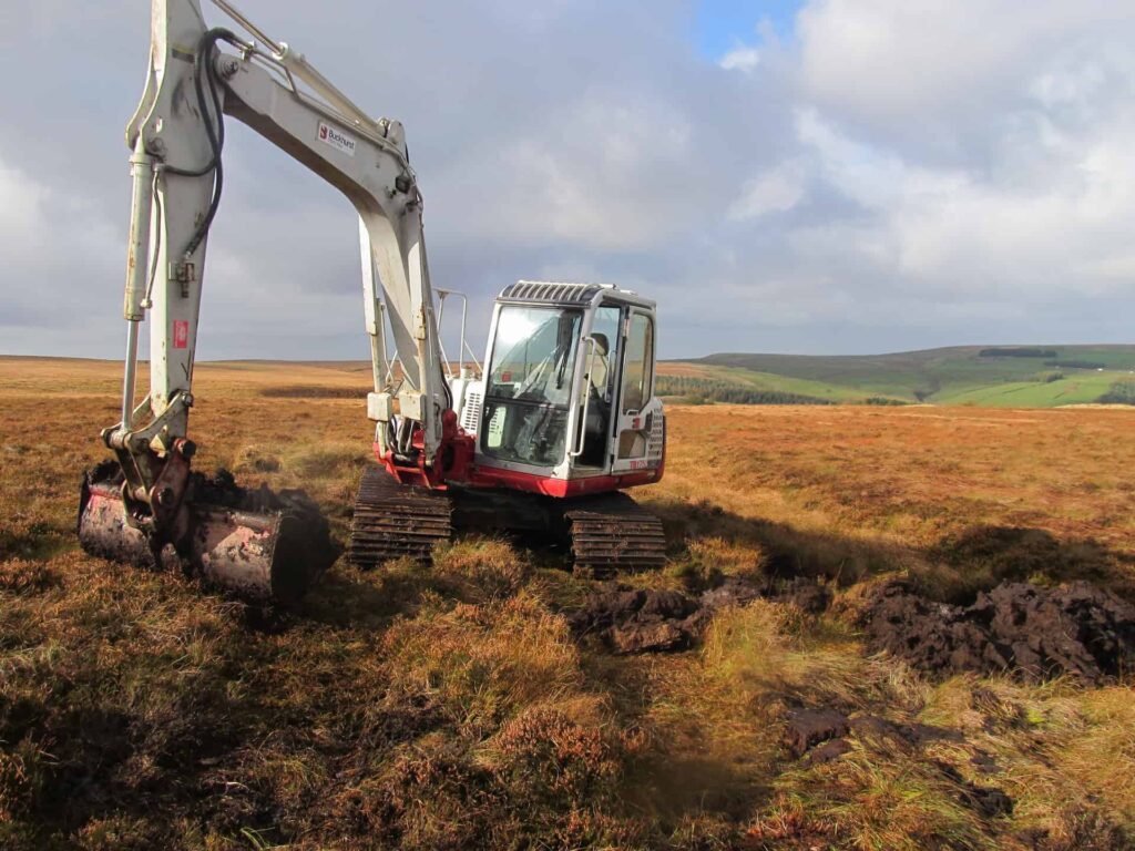 Contractors at work on Pendle Hill