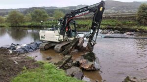 Work in progress on the now completed partial weir removal on the Ribble at Long Preston
