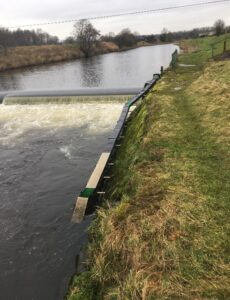 The old eel pass on Henthorn gauging weir, which no longer functions due to extensive damage 