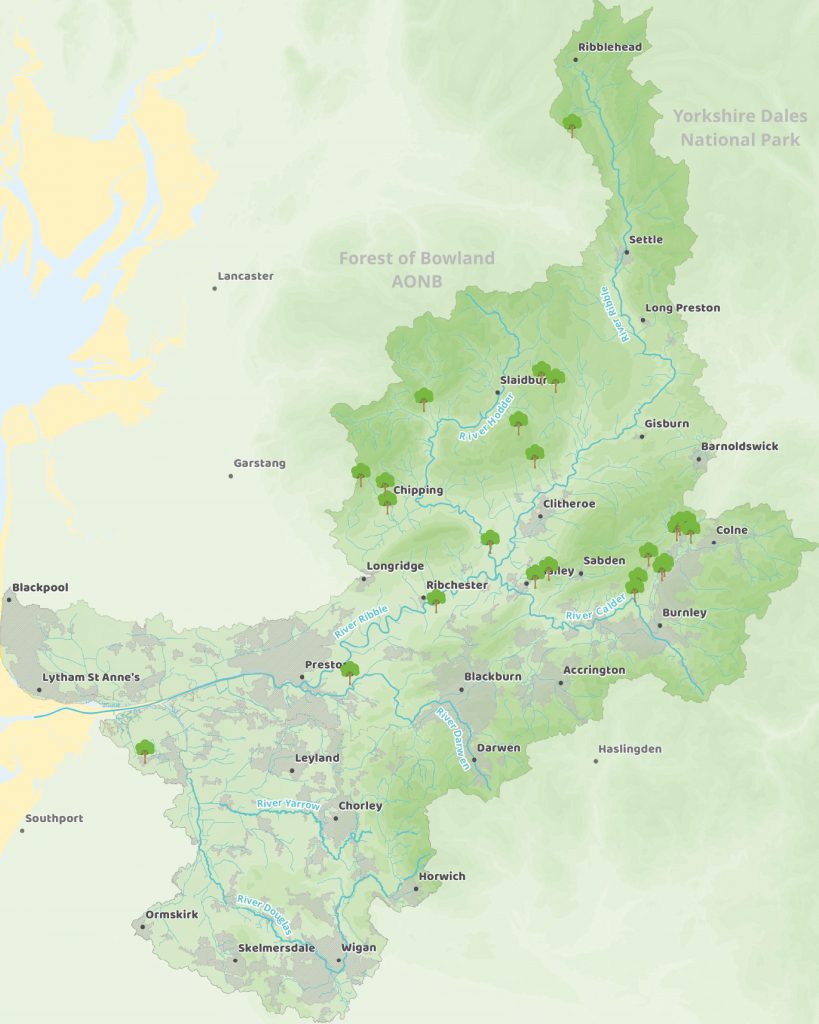 A map of the Ribble river catchment