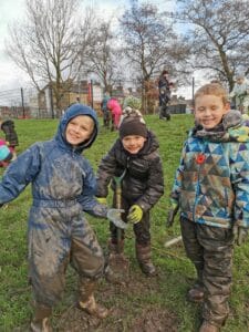  Pupils at Worsthorne Primary School enjoy a very muddy tree planting session as part of the Pennine Lancashire Treescapes Project (PLanT)