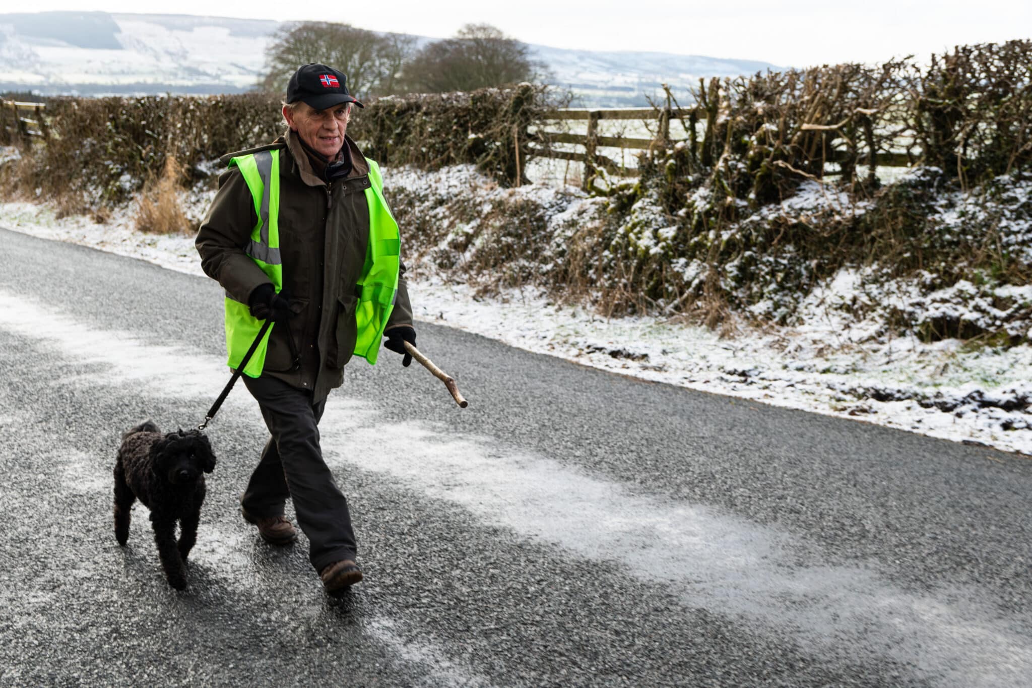 A photo or Philip Lord and his dog Freddie, who have raised over £5000 for charity and walked over 500 miles. 
